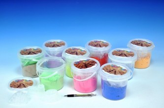 Magický písek 500g s formičkami asst 9 barev v kbelíku