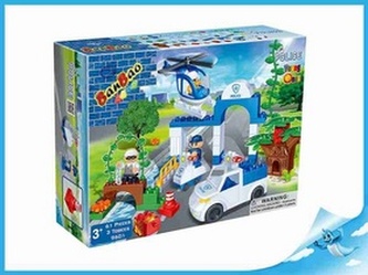 Stavebnice BanBao Policejní stanice 57ks + 3 figurky v krabici 40x30x9cm