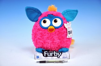 Furby plyš tmavě růžovo-modrý 20cm na podstavci od 10 měsíců