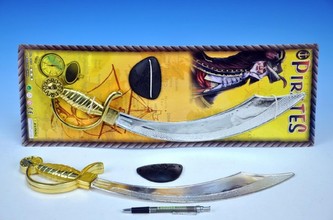 Piráti - sada, meč/šavle + doplňky plast 53cm na kartě