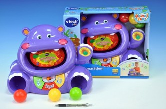 Počty s hrochem VTech fialový česky mluvící na baterie 2xAA se světlem v krabici 18-36měs