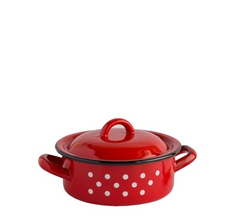 Kastrol s poklicí smalt červený/puntíky 18 cm 1,5 L Kastrol s poklicí smalt červený/puntíky 18 cm 1,5 L