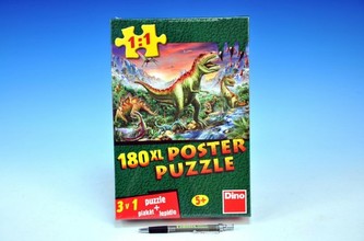 Puzzle XL Dinosauři 66x47cm + plakát + lepidlo 180 dílků v krabici 20x30x6cm