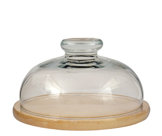 Poklop na sýr 22cm sklo s dřevěnou deskou