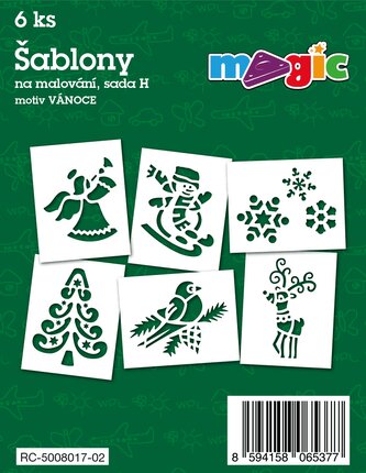 Papírové šablony MAGIC, 11 x 14cm, 6ks, sada H - Vánoce