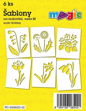 Papírové šablony MAGIC, 11 x 14cm, 6ks, sada M - Květiny