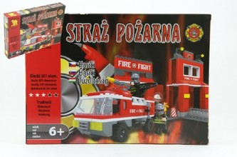 Stavebnice Dromader Hasiči Auto 21602 301ks v krabici 35x25x5,5cm