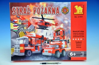 Stavebnice Dromader Hasiči Auto+Vrtulník+Stanice 21901 697ks v krabici 49x38x7cm