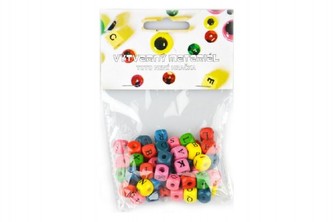 Korálky dřevěné barevné abeceda, 60ks v sáčku 10x16cm