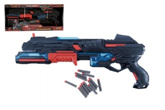 Pistole plast 50cm na pěnové náboje 10ks na baterie v krabici