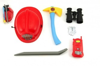 Sada nařádí hasič s přilbou plast 6ks v síťce 20x34cm