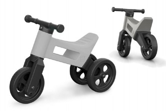 Odrážedlo FUNNY WHEELS 2v1 šedá metalíza výška sedadla nastavitelná 27/30cm nosnost 50kg 18m+