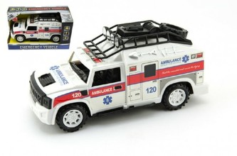 Auto ambulance plast 25cm na setrvačník na baterie se zvukem se světlem v krabici