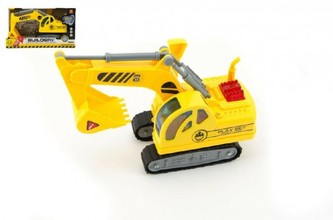 Auto bagr plast 24cm na baterie se zvukem se světlem v krabici