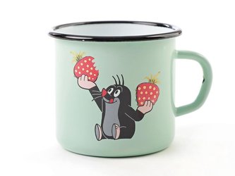 Krtek - hrnek smaltovaný 8cm, mátový/ jahody