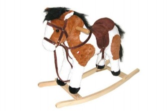 Kůň houpací plyš 60cm na baterie se zvukem nosnost 50kg v krabici