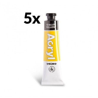 Akrylová barva PRIMO, 18ml, 5ks, žlutá, tuby