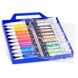 Temperové barvy PRIMO, sada 22 x 12ml, 2 x štětec, tuby, PP box