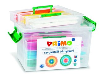 Voskové pastelky trojboké PRIMO SUPERSOFT, 85mm, 144ks, PP box