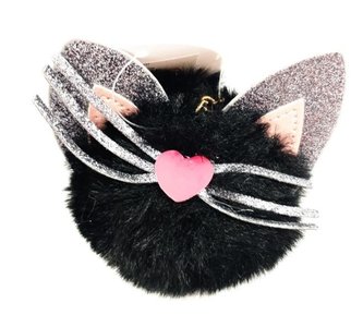 Brelok Pompon kot, czarny