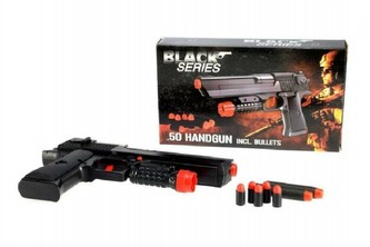 Pistole na pěnové náboje plast 24cm s náboji v krabici 25x14x4,5cm