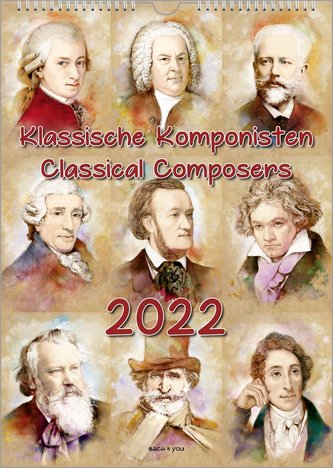 Komponisten-Kalender, ein Musik-Kalender 2022, DIN A3