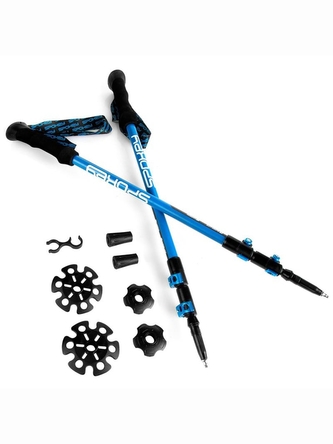 Spokey - Carbon Trekingové hole 3-dílné šedo tyrkysové