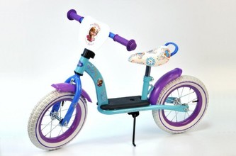 Odrážedlo Ledové království/Frozen se stojánkem 90cm kov modré nosnost 30kg od 2+