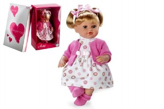 Panenka Arias smějící se 33cm vonící měkké tělo na baterie v krabici