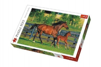 Puzzle Kůň s hříbětem 500dílků v krabici 39x26x4cm Trefl