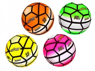 Míč 23cm fotbal 4barvy neon v síťce