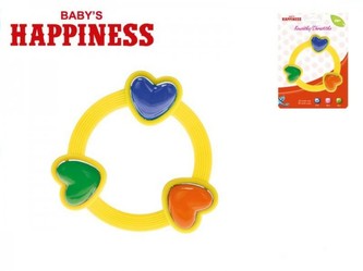 Chrastítko se srdíčky plast 11cm na kartě 3m+