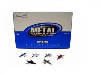 Letadlo 7cm kov/plast  6druhů 24ks v dbx