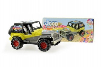 Auto Jeep narážecí plast 22cm na baterie se světlem a se zvukem v krabici