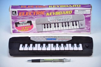 Piánko plast 28cm na baterie se zvukem v krabici