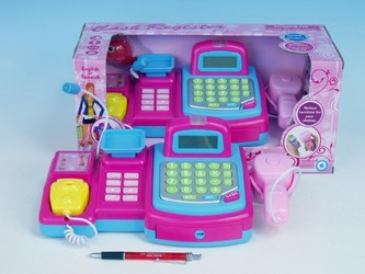 Pokladna  plast 28cm s doplňky digitální na baterie v krabici
