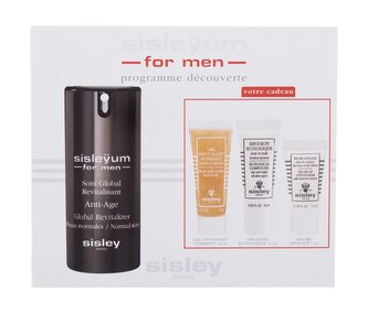 Sisley Sisleyum For Men denní pleťový krém Sisleyum For Men Anti-age Global Revitalizer 50 ml + exfoliační gel Buff And Wash Facial Gel 10 ml + pleťová emulze Ecological Compound 10 ml + balzám na oči a rty Eye And Lip Contour Balm 5 ml