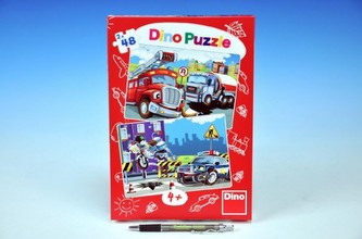 Puzzle Hasiči a Policie 26,4x18,1cm v krabici 2x48 dílků