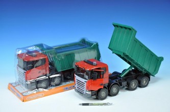 Auto sklápěčka 39cm na setrvačník otvírací dveře v krabici