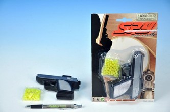 Pistole na kuličky plast 12cm + kuličky na kartě
