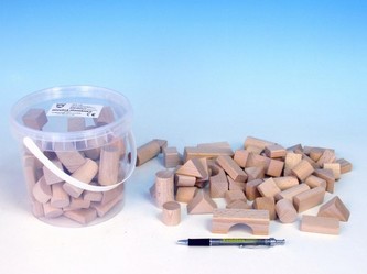 Kostky stavebnice dřevo přírodní 50ks v kbelíku