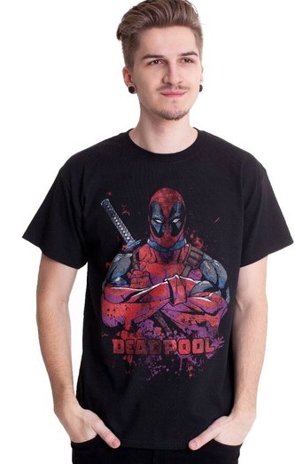 Pánské tričko Marvel|Deadpool: Pose Splat (S) černá bavlna