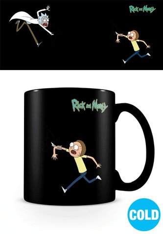 Proměňovací keramický hrnek Rick And Morty: Portals (objem 315 ml) černý