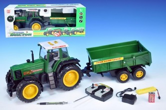 Traktor RC s valníkem plast 70cm na baterie na vysílačku  plná funkce v krabici