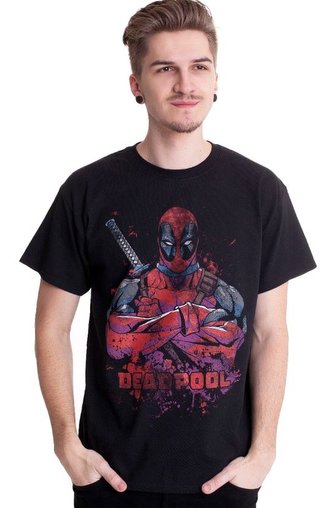 Pánské tričko Marvel|Deadpool: Pose Splat (L) černá bavlna