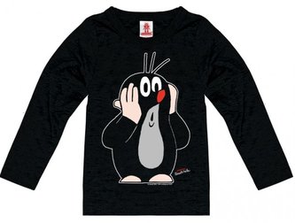 Dětské tričko Krteček s dlouhým rukávem: Oh Oh! (výška 140 cm) černá bavlna