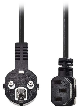 NEDIS napájecí kabel 230V/ přípojný 10A/ úhlový konektor IEC-320-C13/ úhlová zástrčka Schuko/ černý/ 5m