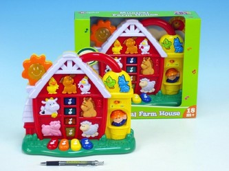 Piánko domeček plast 26x23cm na baterie se zvukem se světlem v krabici od 18 měsíců
