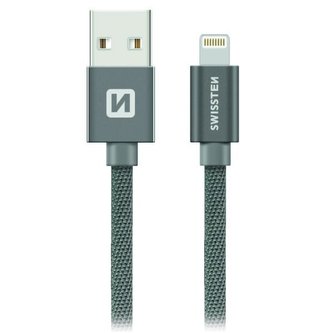 Swissten Datový Kabel Textile Usb / Lightning Mfi 2,0 M Šedý