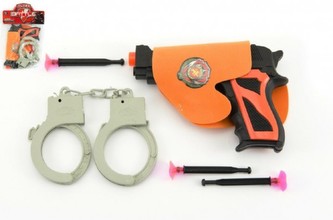 Pistole s přísavkami + doplňky plast 15cm  v sáčku